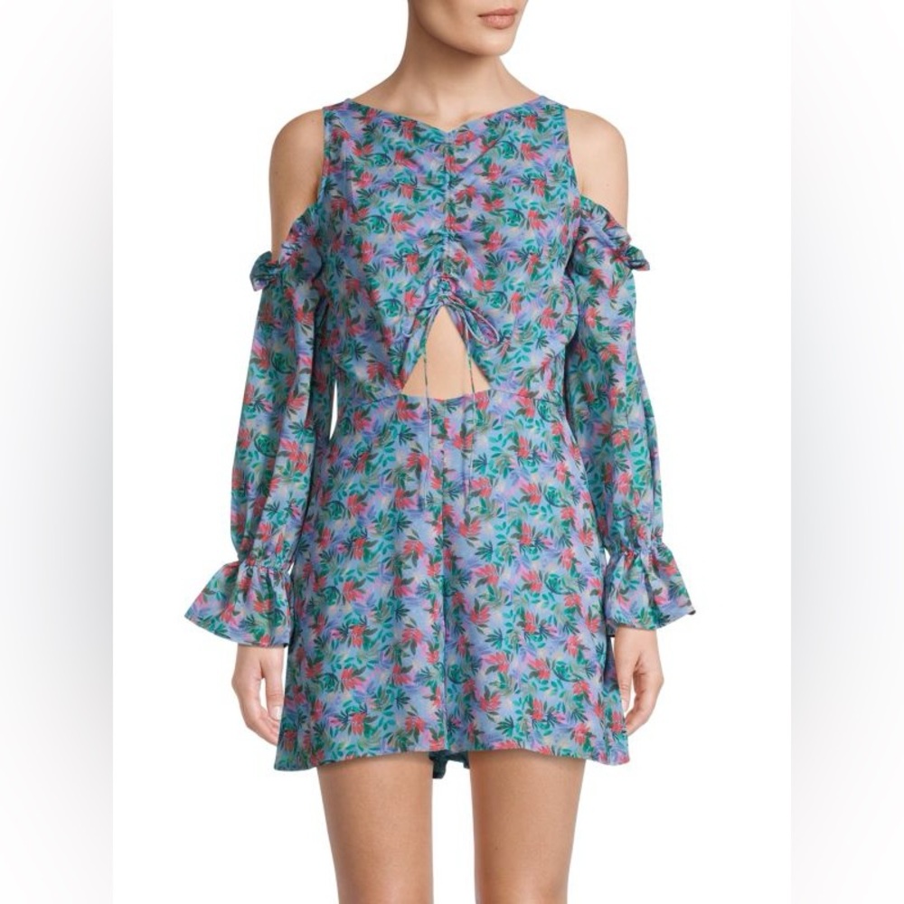 Rama Cold-Shoulder printed romper